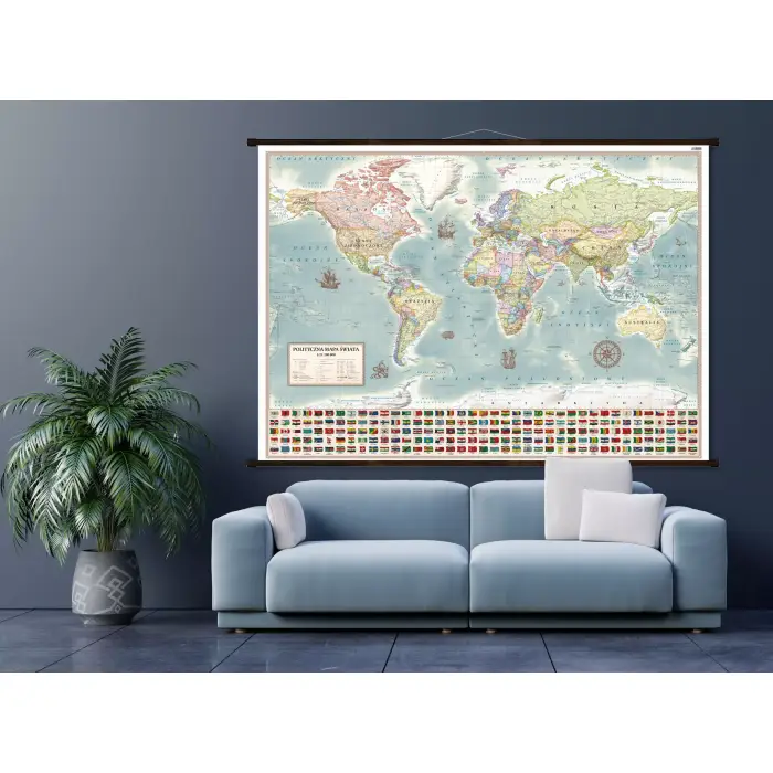 Aranż - Świat polityczny - mapa ścienna stylizowana wersja angielska, 1:21 200 000, ArtGlob